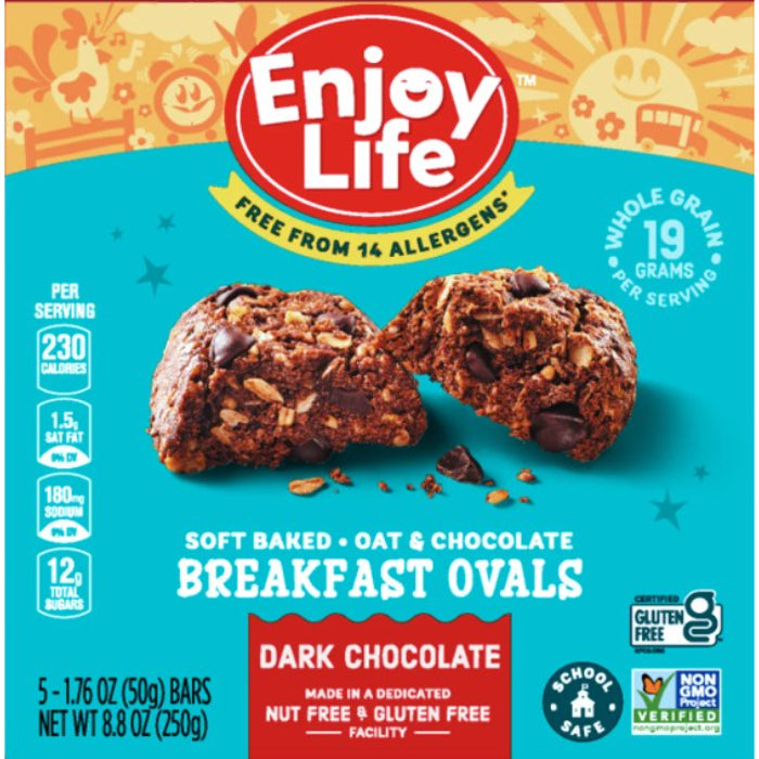 Enjoy Life – Bar Breakfast Oval Dark Chocolate 8.8 Oz – Pack of 6