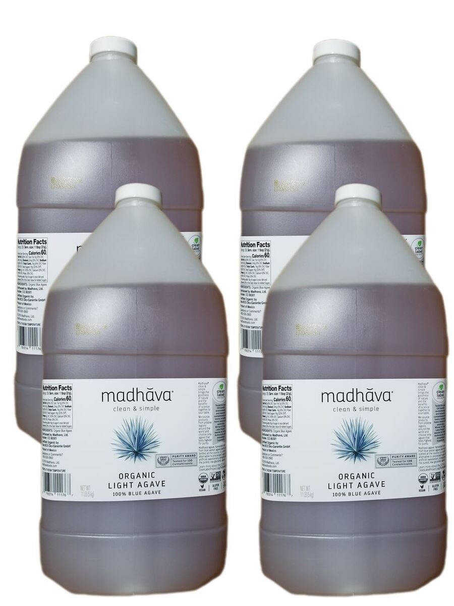 MADHAVA – AGAVE NECTAR LIGHT ORG 176 OZ – Pack of 4