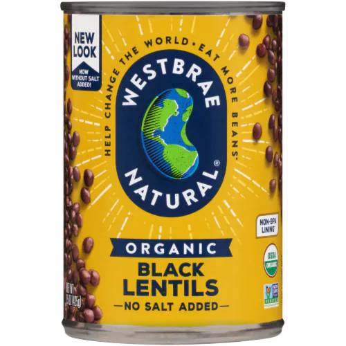 Westbrae Natural Organic Black Lentils 15 Oz | Pack of 12