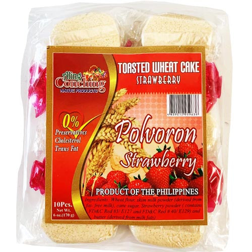 Aling Conching – Polvoron Strawberry – Toasted Wheat Cake – Strawberry – 10 Pieces – 170 G