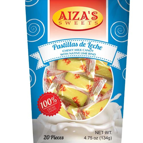 Aiza’s Sweets – Pastillas de Leche – Chewy Milk Candy with Native Lime Rind – 20 Pieces – 134 G ( BLUE )
