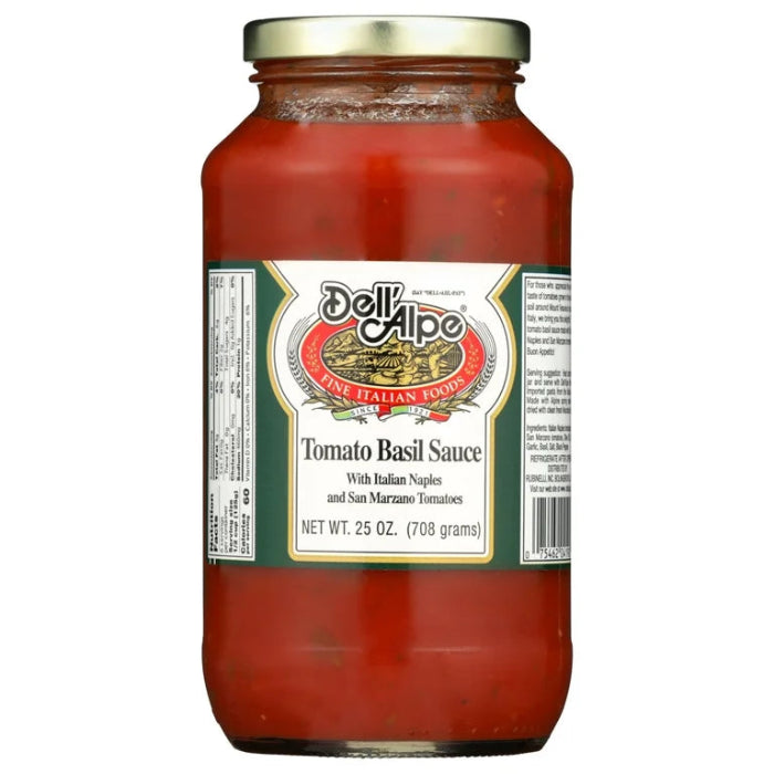 Dell Alpe – Tomatoes Basil Sauce, 25 Oz (Pack of 6)