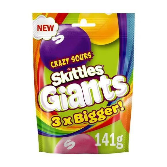 Skittles Giants Crazy Sours141g – UK (Case of 12)