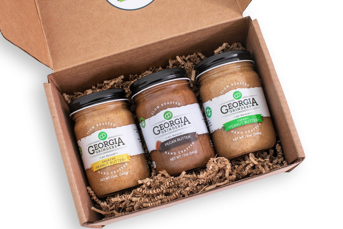 Georgia Grinders Georgia Grown Nut Butters: Trio Gift Box – 3 Jars x 12 oz