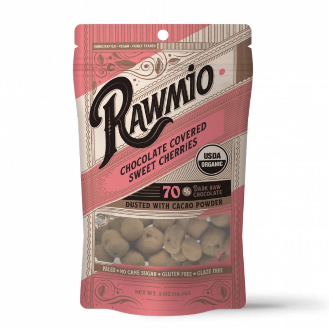 Rawmio Chocolate Covered Sweet Cherries / Chocolate Covered Dried Cherries – 18 Bags x 2oz