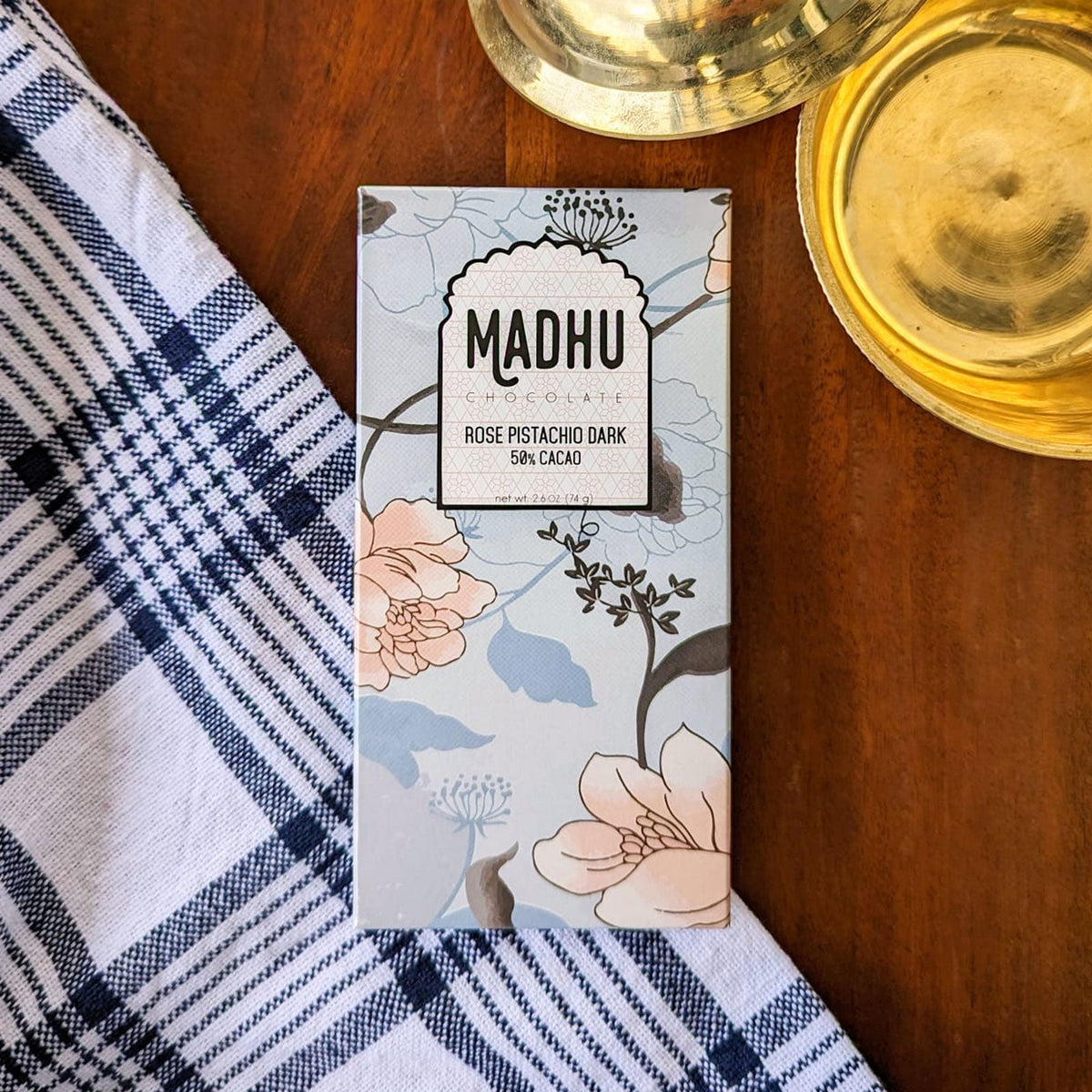 Madhu Chocolate Rose Pistachio – 50% Cacao Chocolate Bar