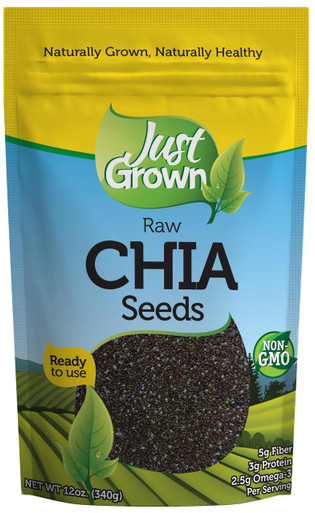 Just Grown Raw Chia Seeds, 12 oz. (Pack of 6)