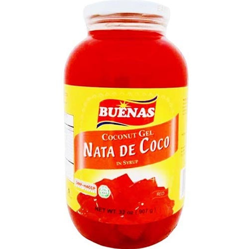Buenas – Nata De Coco – Coconut Gel in Syrup Red – 32 OZ