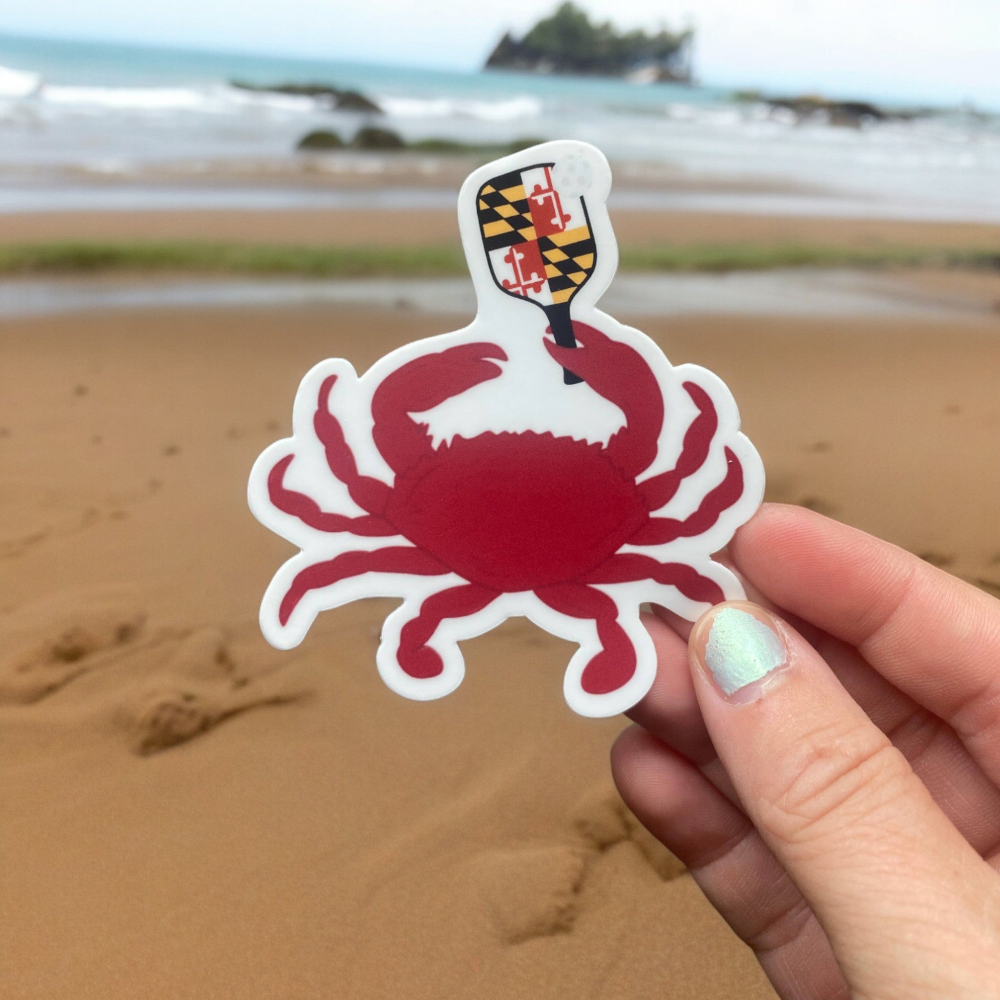 the letters mdn – Maryland Crab Pickle Ball Vinyl Sticker