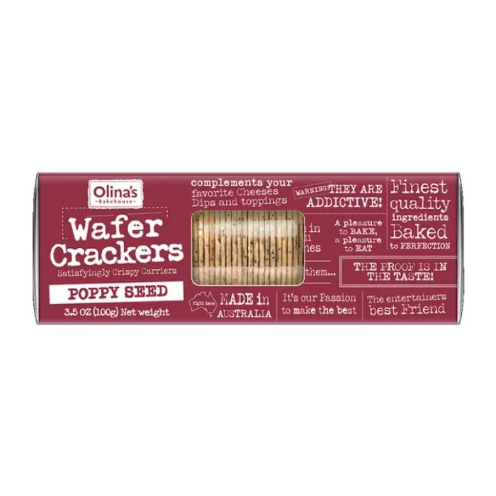 Olinas Bakehouse Cracker Wafer Poppy Seed 3.5 Oz – Pack Of 12