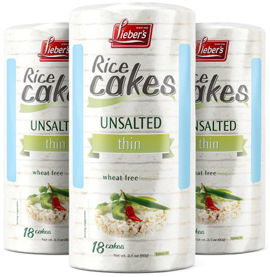 Lieber’s Thin Unsalted Rice Cakes, 3.1 oz (Pack of 3)
