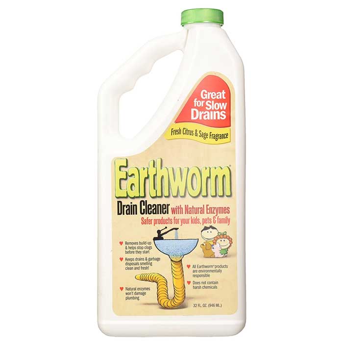 Earthworm – Family-Safe 100% Natural Drain Cleaner, 32fl