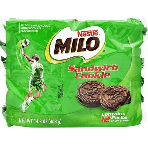 Nestle – Milo – Sandwich Cookie – Chocolate Flavor Cream Filled – 12 Pack – 408 G
