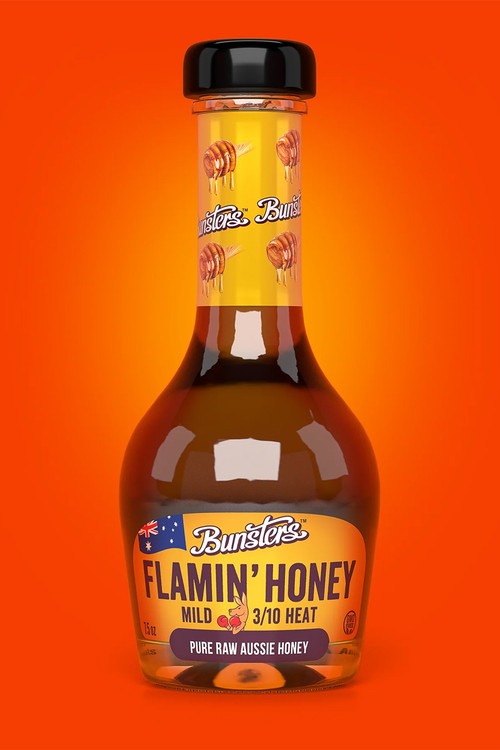 Bunsters Flamin Honey Hot Sauce, 5oz.