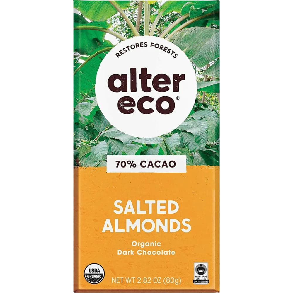Alter Eco – Organic Chocolate Bar – Dark Salted Almonds, 2.82 Oz
