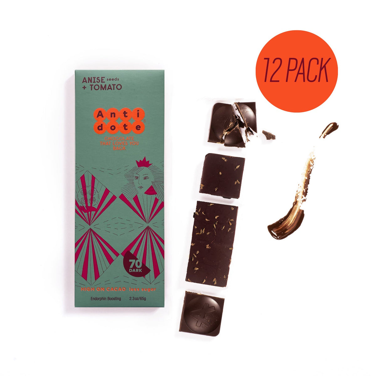 ANTIDOTE CHOCOLATE QUEEN T: ANIS + TOMATO 70% – 12 Bars