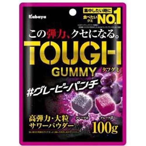 Kabaya, “Tough Gummy”, Grape Punch flavors in 1 bag, 100g