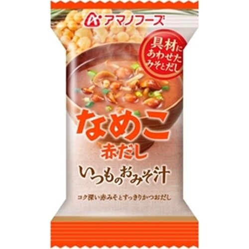 Amano Foods “Itsumo no Omisoshiru”, Freeze-dried Miso Soup, Nameko Mushroom,1 serving