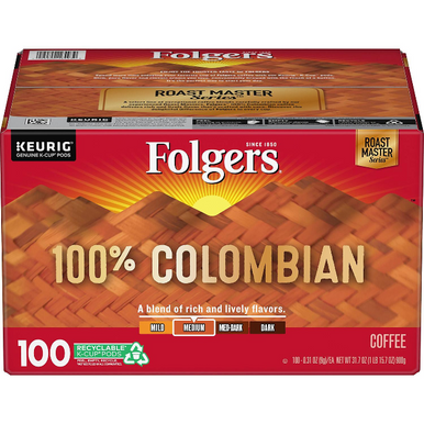 Folgers 100% Colombian Roast Coffee K-Cups, 100 ct.