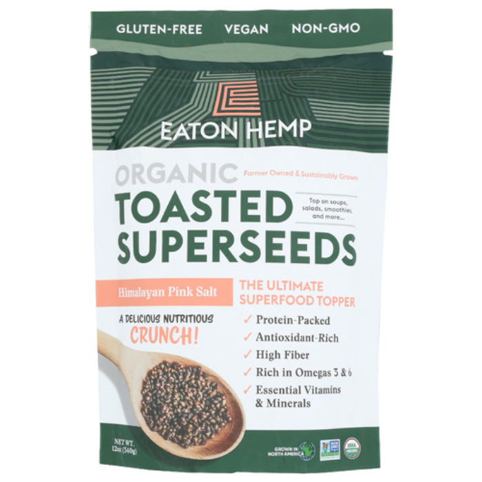 Eaton Hemp – Seeds, Organic Toasted Pink Himalayan Salt, 12 OZ – Pack