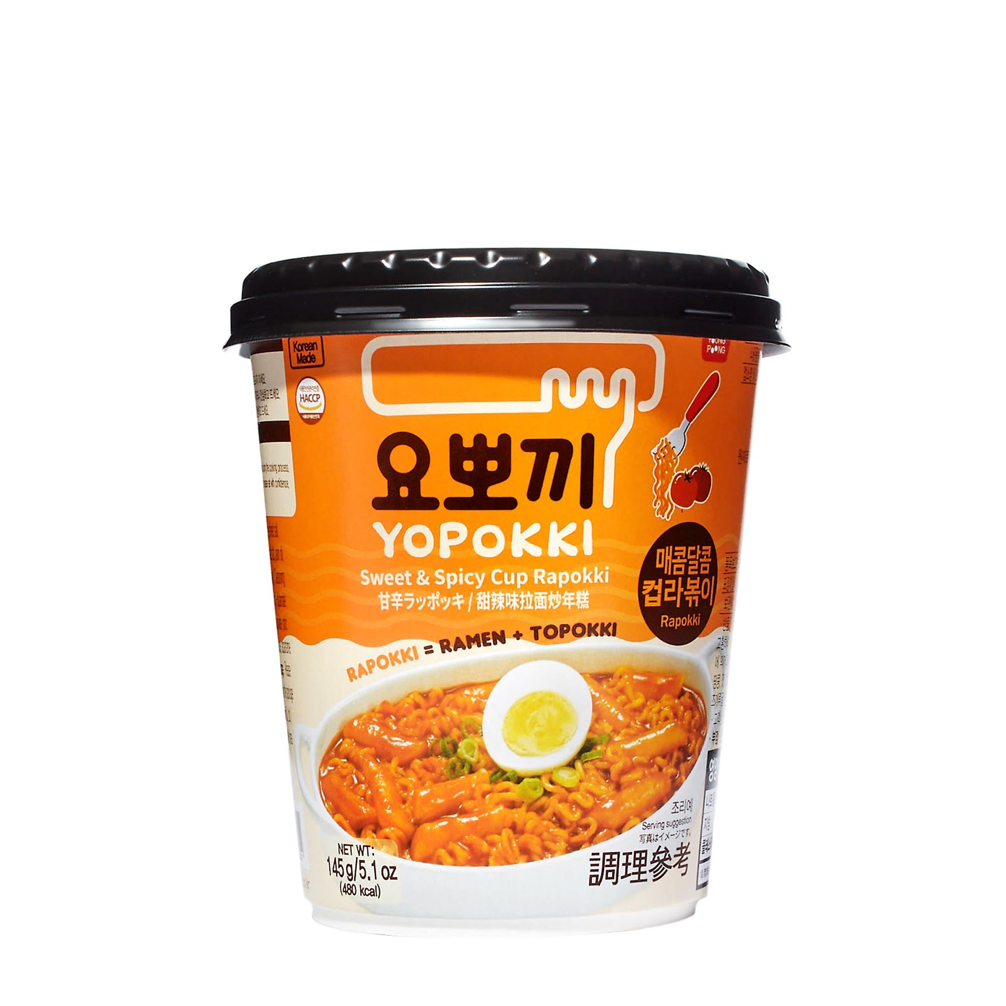Yopokki Instant Rabokki Ramen and Tteokbokki Rice Cake Cup: Original Sweet & Spicy