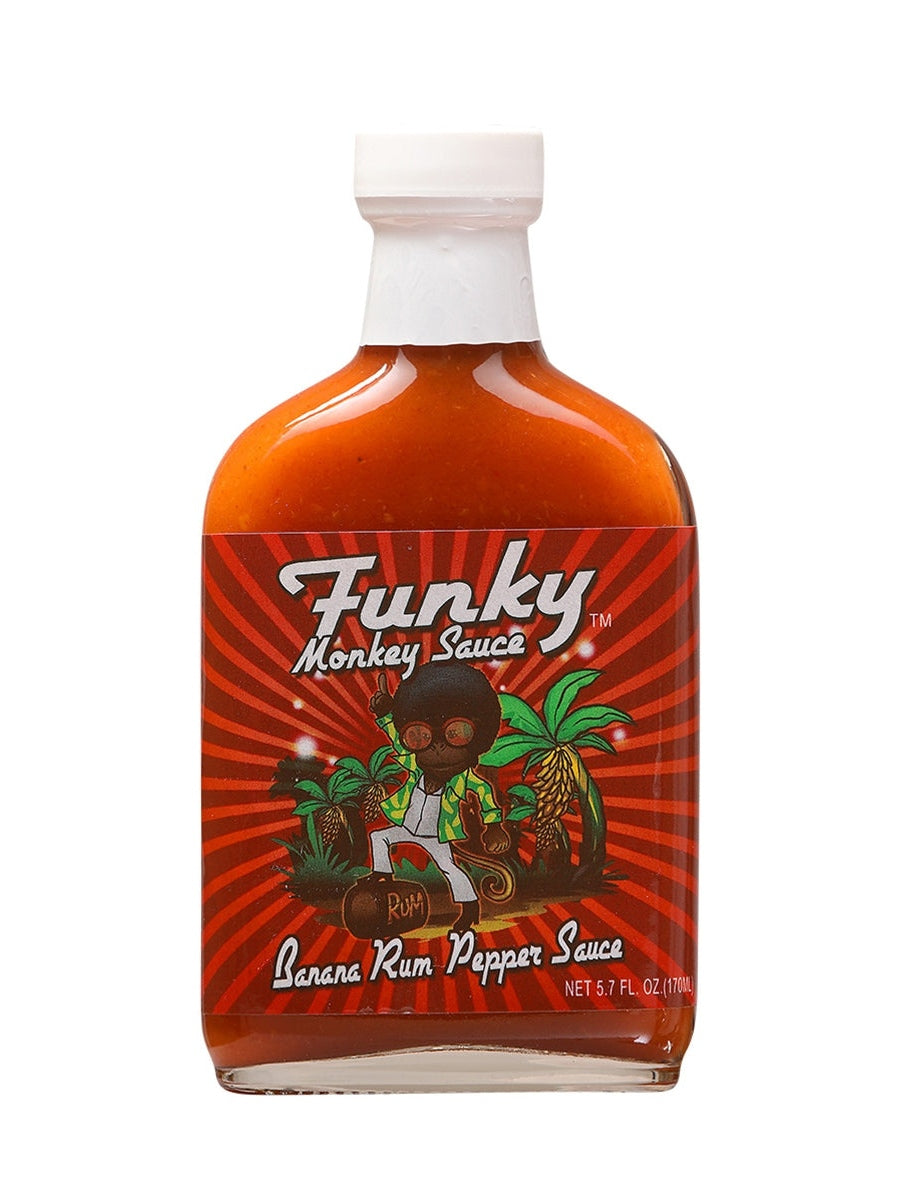 Hot Sauce Funky Monkey Banana Rum Pepper 5.7 oz Flask Heat 4