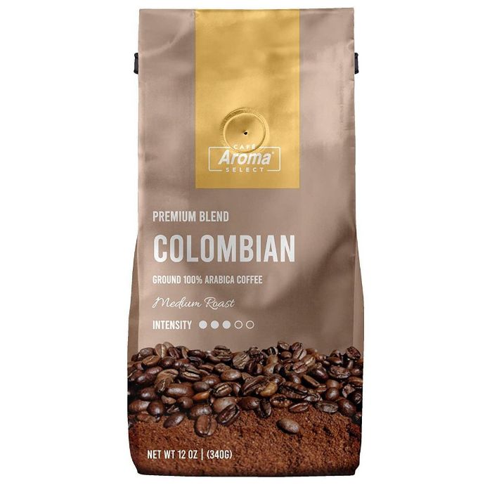 Cafe Aroma Select – Columbian Ground Coffee, 12 Oz (Pack Of 12)