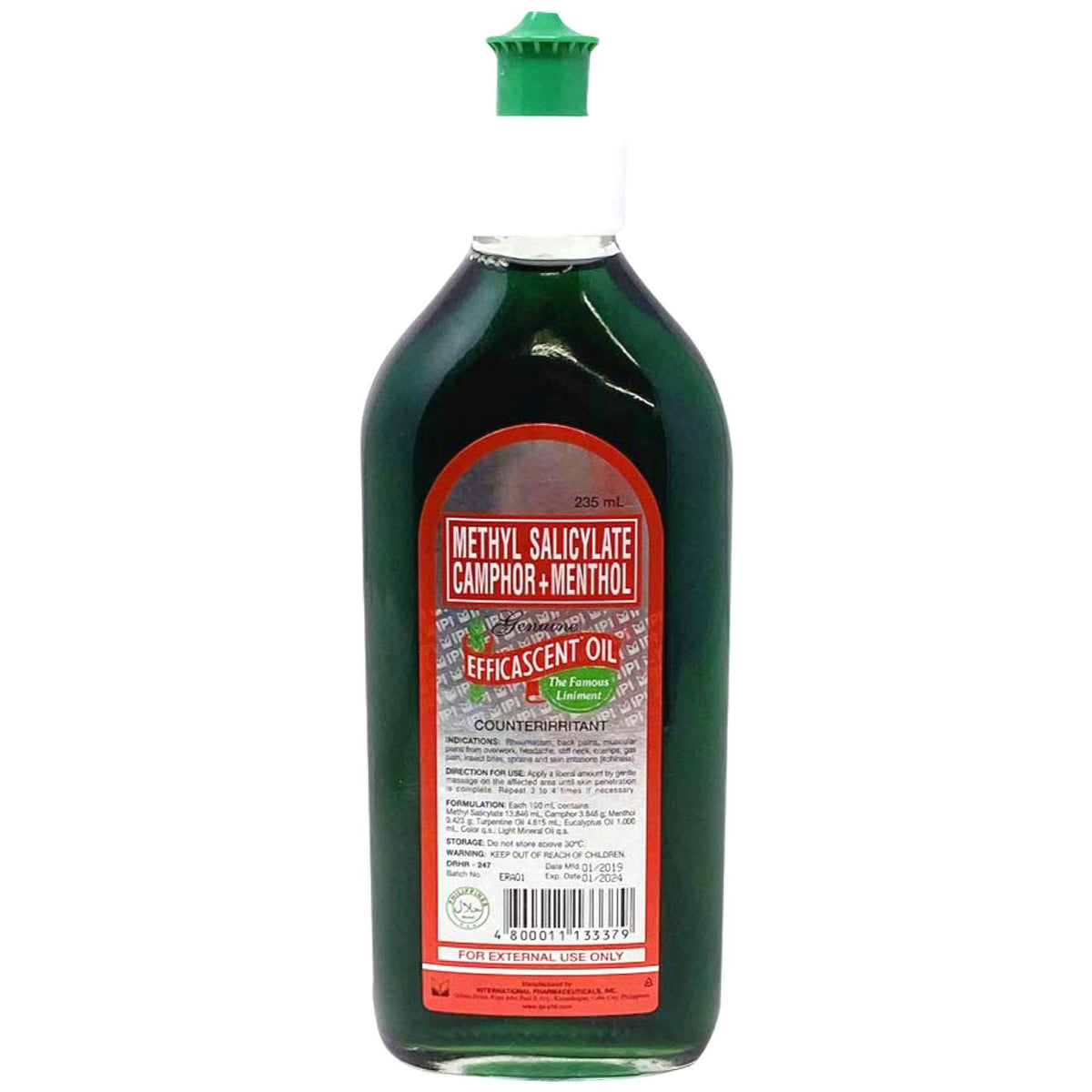 Efficascent Oil – Methyl Salicylate Camphor + Menthol – Counterirritant – 235 ML