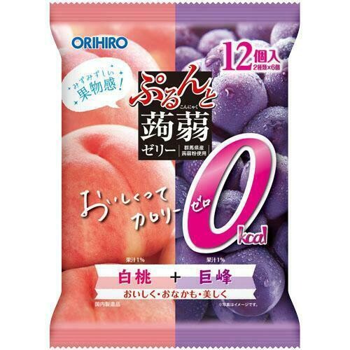 Orihiro “Purunto Konnyaku Jelly, Peach & Grape flavor” Konjac Fruits Jelly, 20g x 12 pc