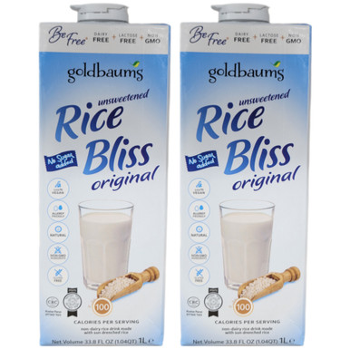 Goldbaums Rice Bliss Original Unsweetened Rice Drink, Dairy Free, 33.8 fl oz (Pack of 2)