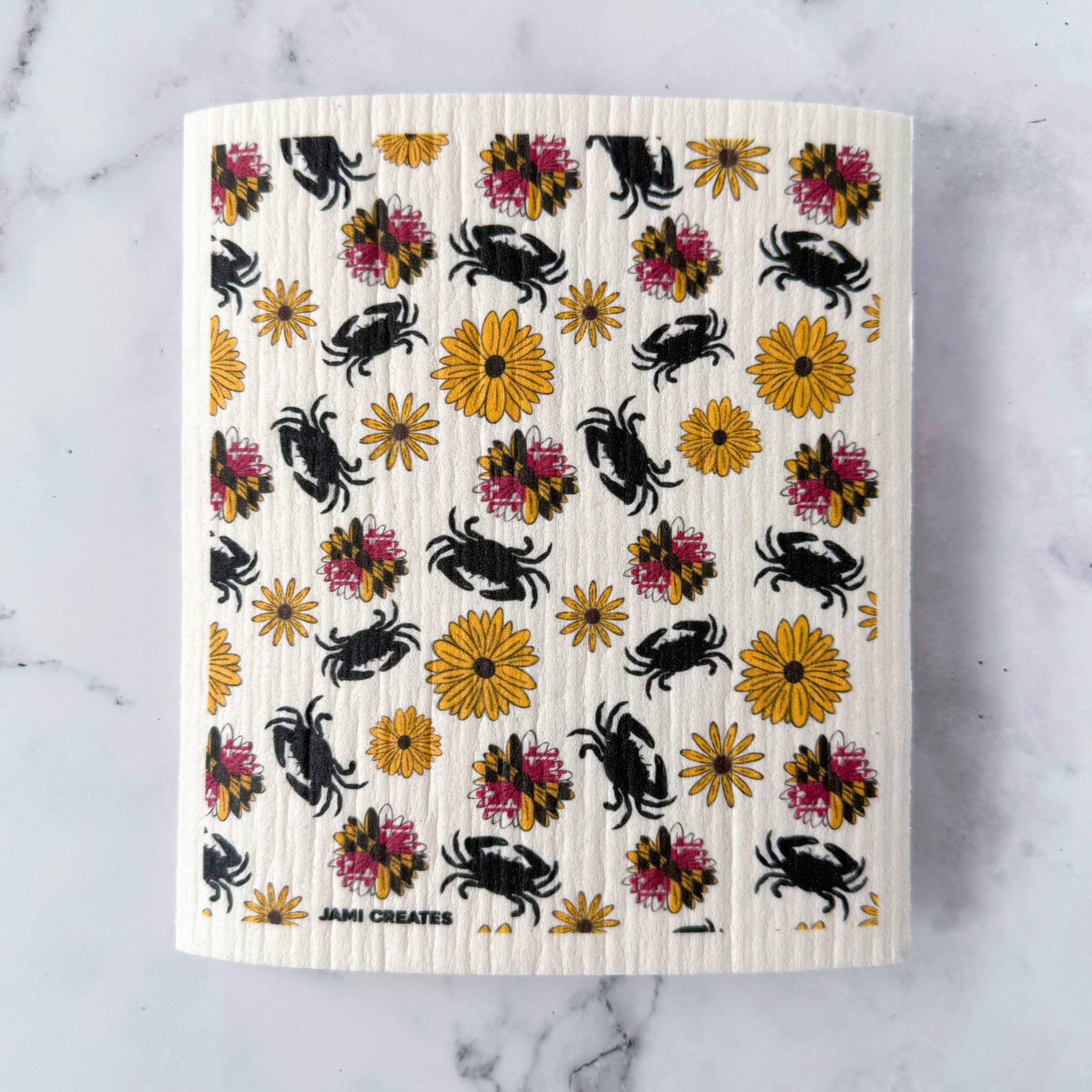 Jami Creates – Maryland Flower Flag Crab Patterned Swedish Dish Cloth