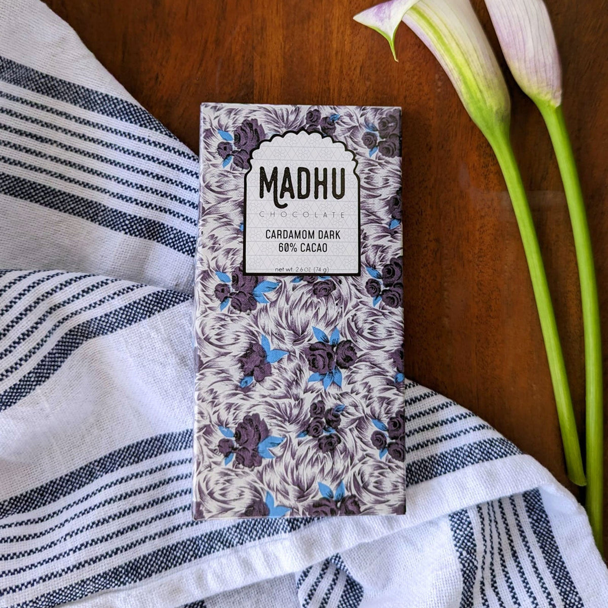 Madhu Chocolate Cardamom – 60% Cacao Chocolate Bar