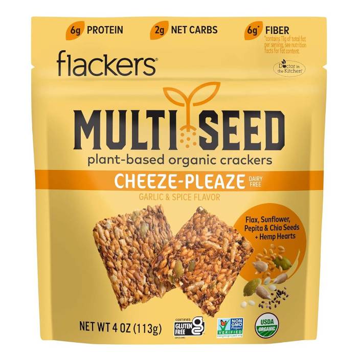 Flackers – Multi Seed Plant-Based Organic Crackers, 4oz | Multiple Fla