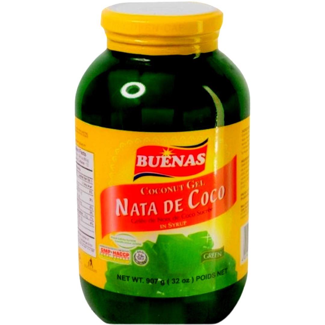 Buenas – Nata De Coco – Coconut Gel in Syrup Green – 32 OZ