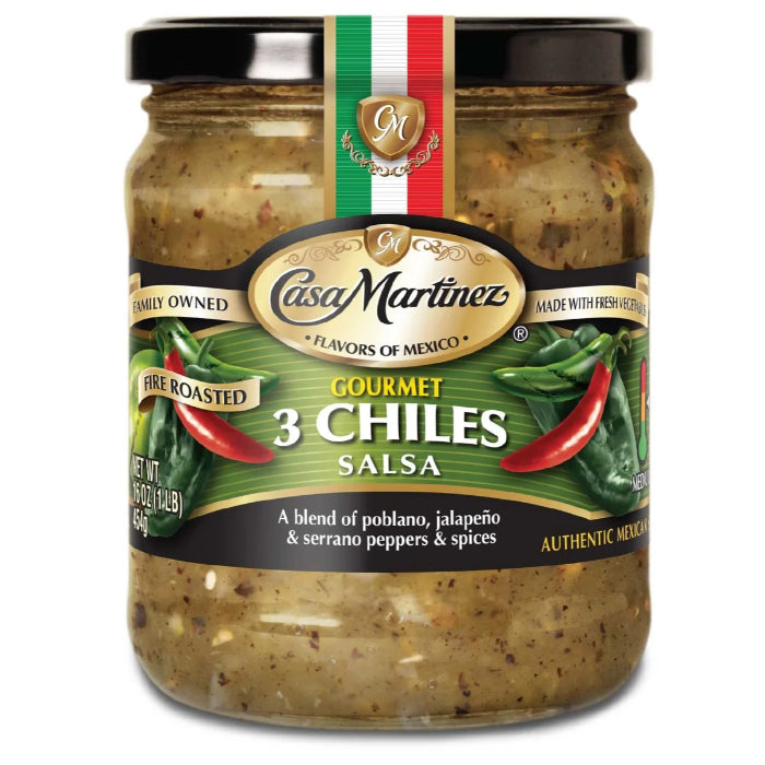 Casa Martinez – 3 Chiles Salsa, 16 Oz (Pack Of 6)