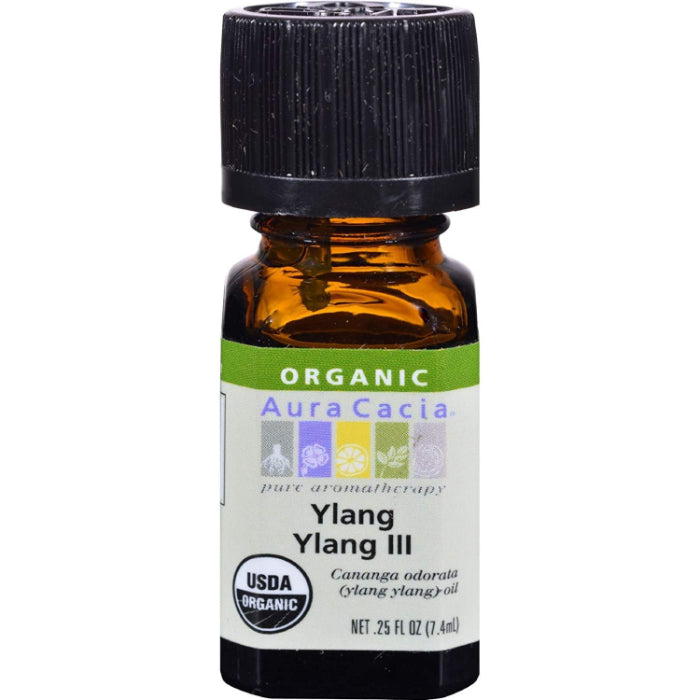 Aura Cacia – Essential Oil Organic Ylang Ylang III, 0.25 oz – Pack of
