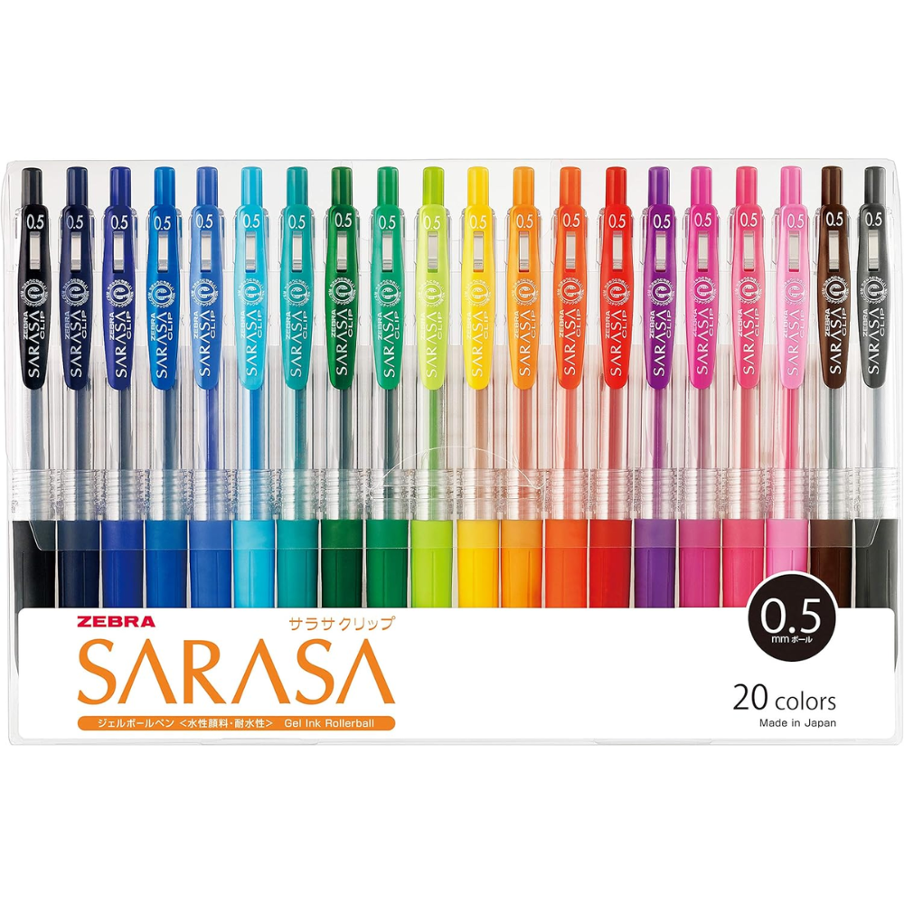 Zebra Sarasa Clip 0.5mm Gel Pens 20 Color Set – Made in JAPAN – Tokyo Sakura Mall