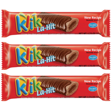 Klik La-Hit Crispy Nougat Bar Coated with Milk Chocolate, 1.23 oz (Pack of 3)