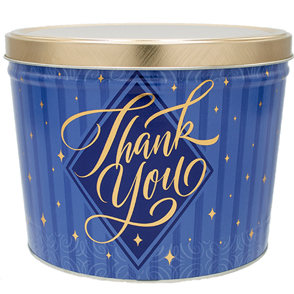 2 Gallon – Thank You Popcorn Tin
