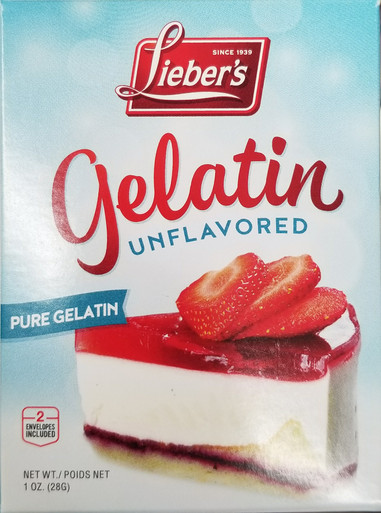 Lieber’s Unflavored Gelatin Powder, Pure Protein, Sugar Free, 1 oz, 2 Packets