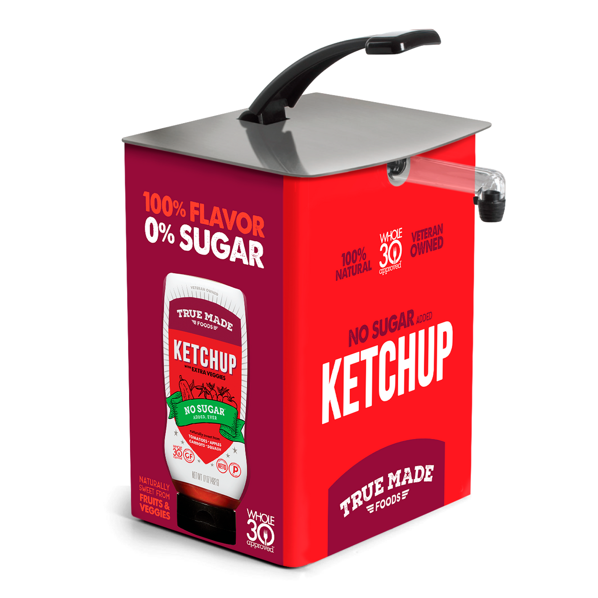 True Made Foods No Sugar Ketchup – 3 Gallon Bag-in-Box bulk