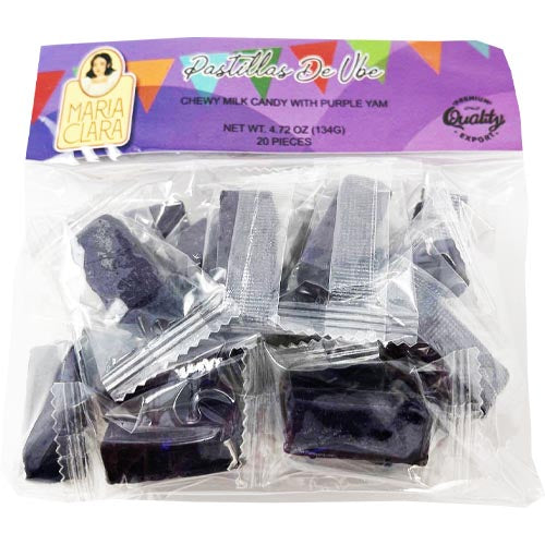 Maria Clara – Pastillas de UBE – Chewy Milk Candy with Purple Yam – 20 Pieces – 133 G