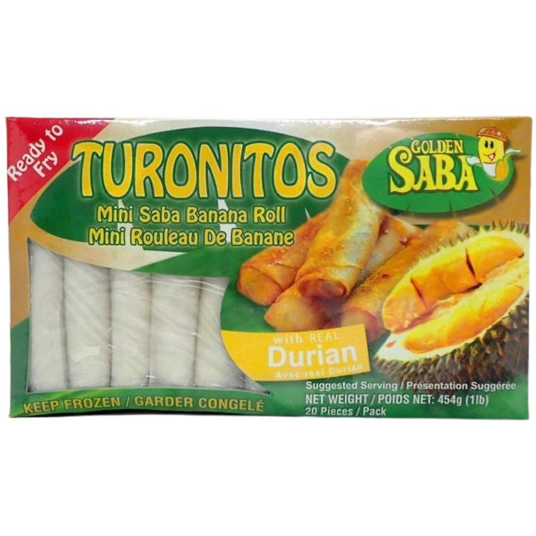 Golden Saba – Turonitos – Mini Saba Banana Roll – with Real Durian – 1 LB