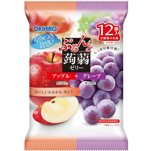 Orihiro “Purunto Konnyaku Jelly, Apple and Grape flavor” Konjac Fruits Jelly, 20g x 12 pc