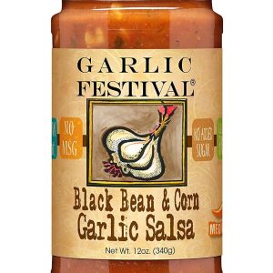Salsa Roasted Garlic with Black Bean & Corn Garlic Festival Foods 12 o