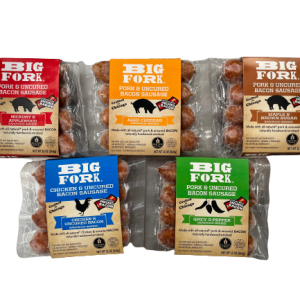 Big Fork Bacon Sausage 4-Pack Pouch – 5 Pouches x 4-Pack case (Assorted)