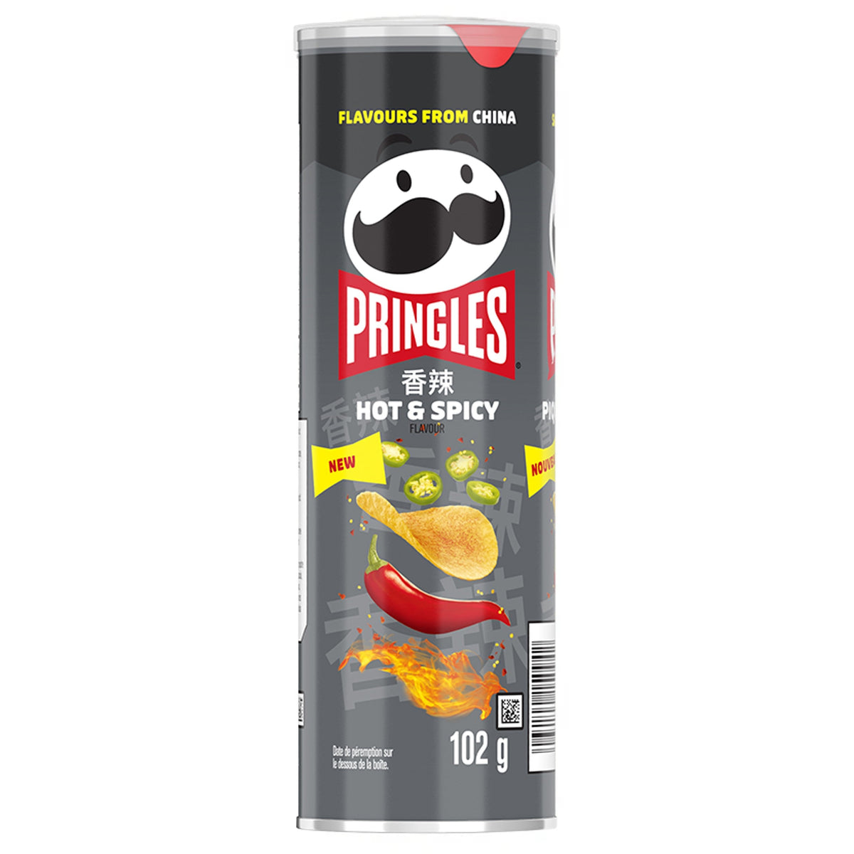 Pringles Hot & Spicy potato chips 102g CANADA (Case of 12)