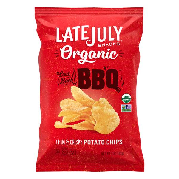 Late July Thin & Crispy Potato Chips BBQ 5.5 Oz | Pack of 12