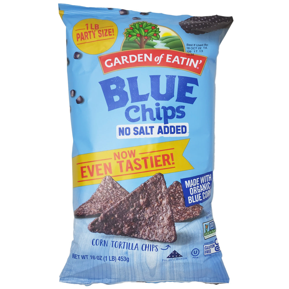Garden of Eatin’ No Salt Added Blue Corn Tortilla Chips- 16oz.