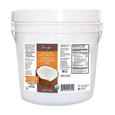 Tresomega Nutrition Organic Virgin Coconut Oil Pail, 128 oz.
